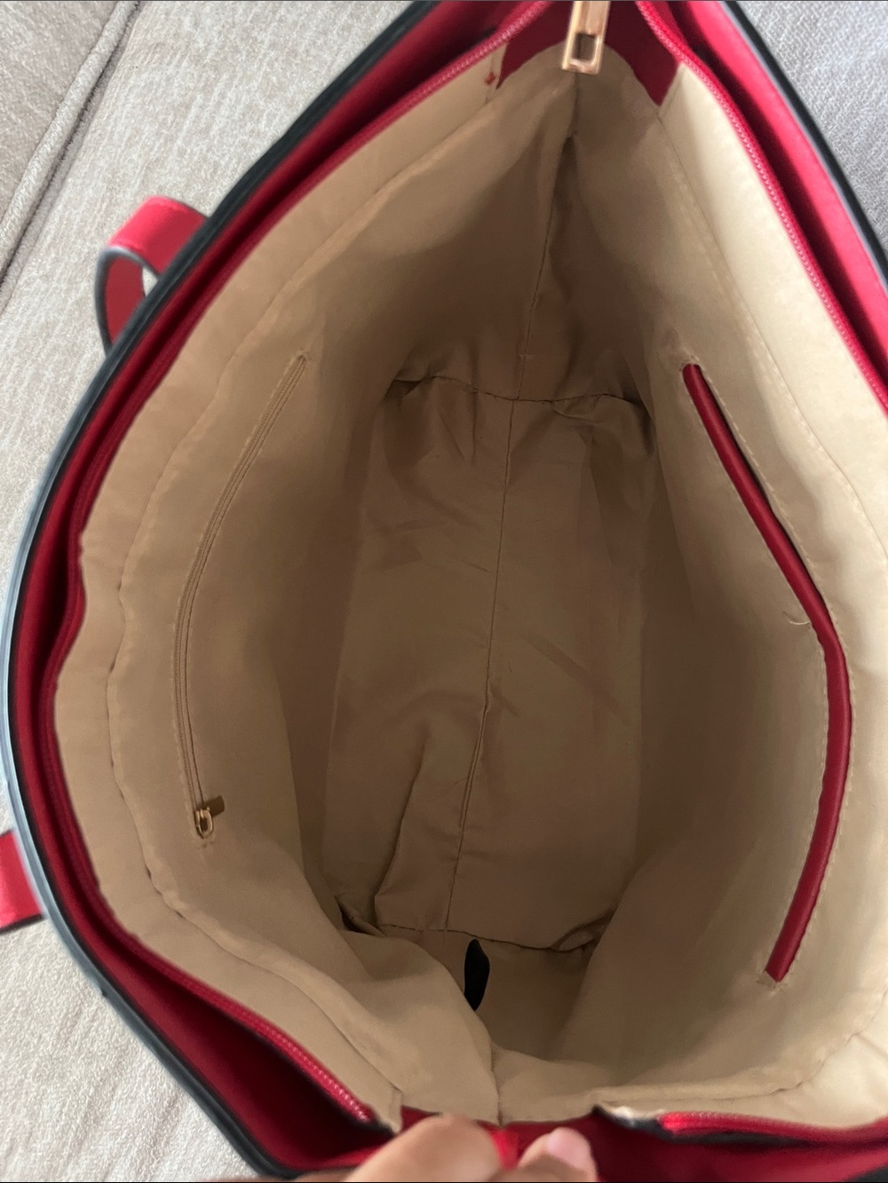 Bagallini | NWOT | Elegant Tan and Red Tote Bag Set - Picture 9 of 11